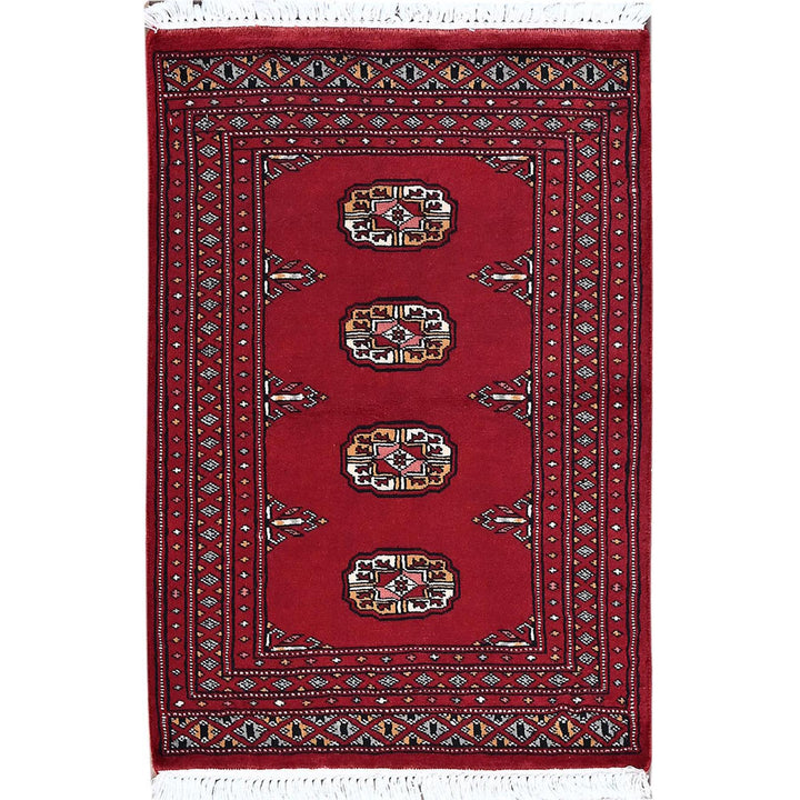 2'1" x 3'1" New Hand Knotted Red Wool Rectangle Oriental Rug - MOA1021315