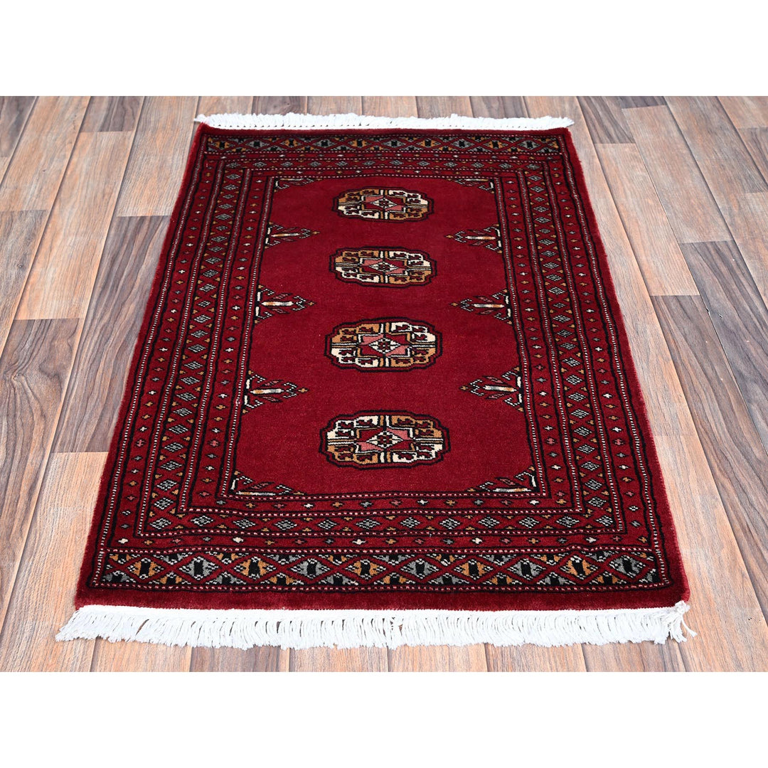 2'1" x 3'1" New Hand Knotted Red Wool Rectangle Oriental Rug - MOA1021315