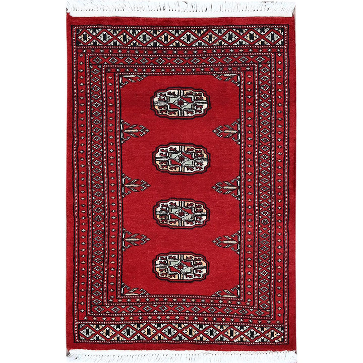 2'1" x 3'1" New Hand Knotted Red Wool Rectangle Oriental Rug - MOA1021317
