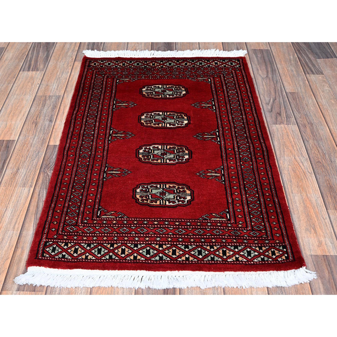 2'1" x 3'1" New Hand Knotted Red Wool Rectangle Oriental Rug - MOA1021317