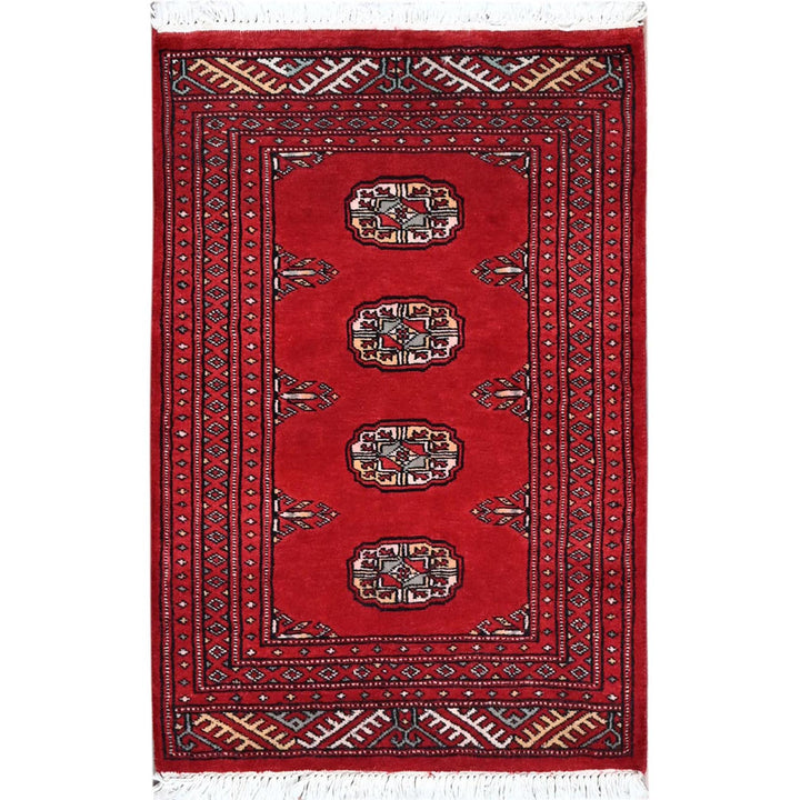 2'1" x 3'0" New Hand Knotted Red Wool Rectangle Oriental Rug - MOA1021318