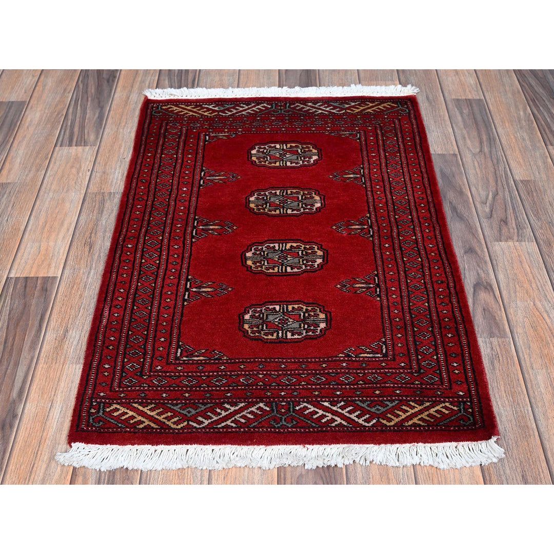 2'1" x 3'0" New Hand Knotted Red Wool Rectangle Oriental Rug - MOA1021318