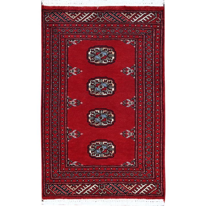 2'1" x 3'3" New Hand Knotted Red Wool Rectangle Oriental Rug - MOA1021319