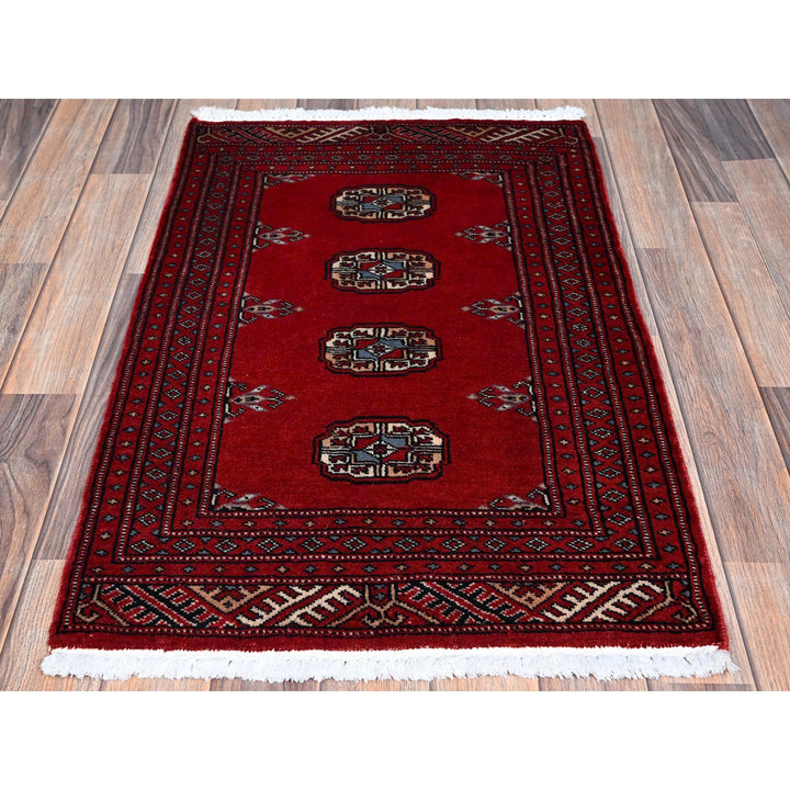 2'1" x 3'3" New Hand Knotted Red Wool Rectangle Oriental Rug - MOA1021319