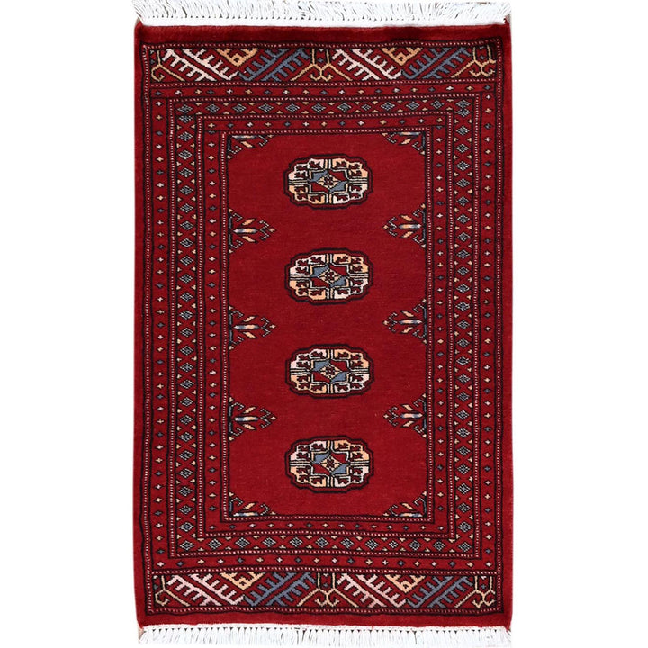 2'0" x 3'2" New Hand Knotted Red Wool Rectangle Oriental Rug - MOA1021320