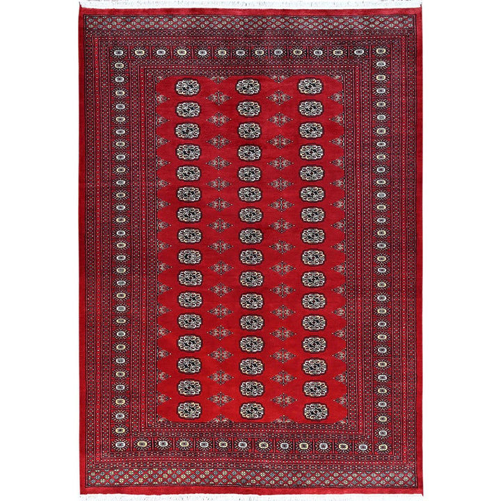 6'2" x 8'9" New Hand Knotted Red Wool Rectangle Oriental Rug - MOA1021321