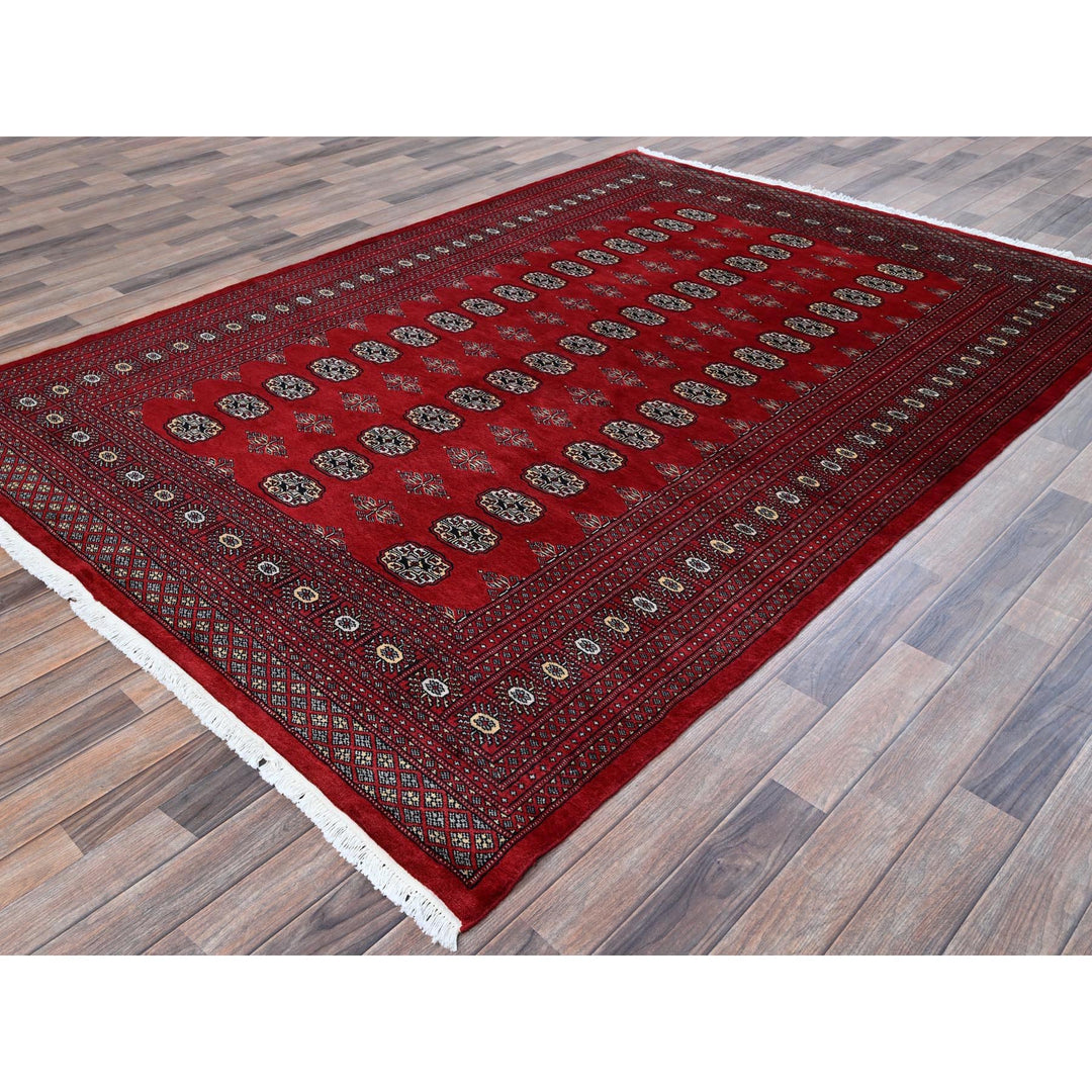 6'2" x 8'9" New Hand Knotted Red Wool Rectangle Oriental Rug - MOA1021321