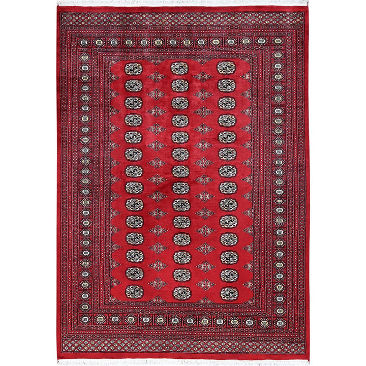 6'4" x 8'10" New Hand Knotted Red Wool Rectangle Oriental Rug - MOA1021323