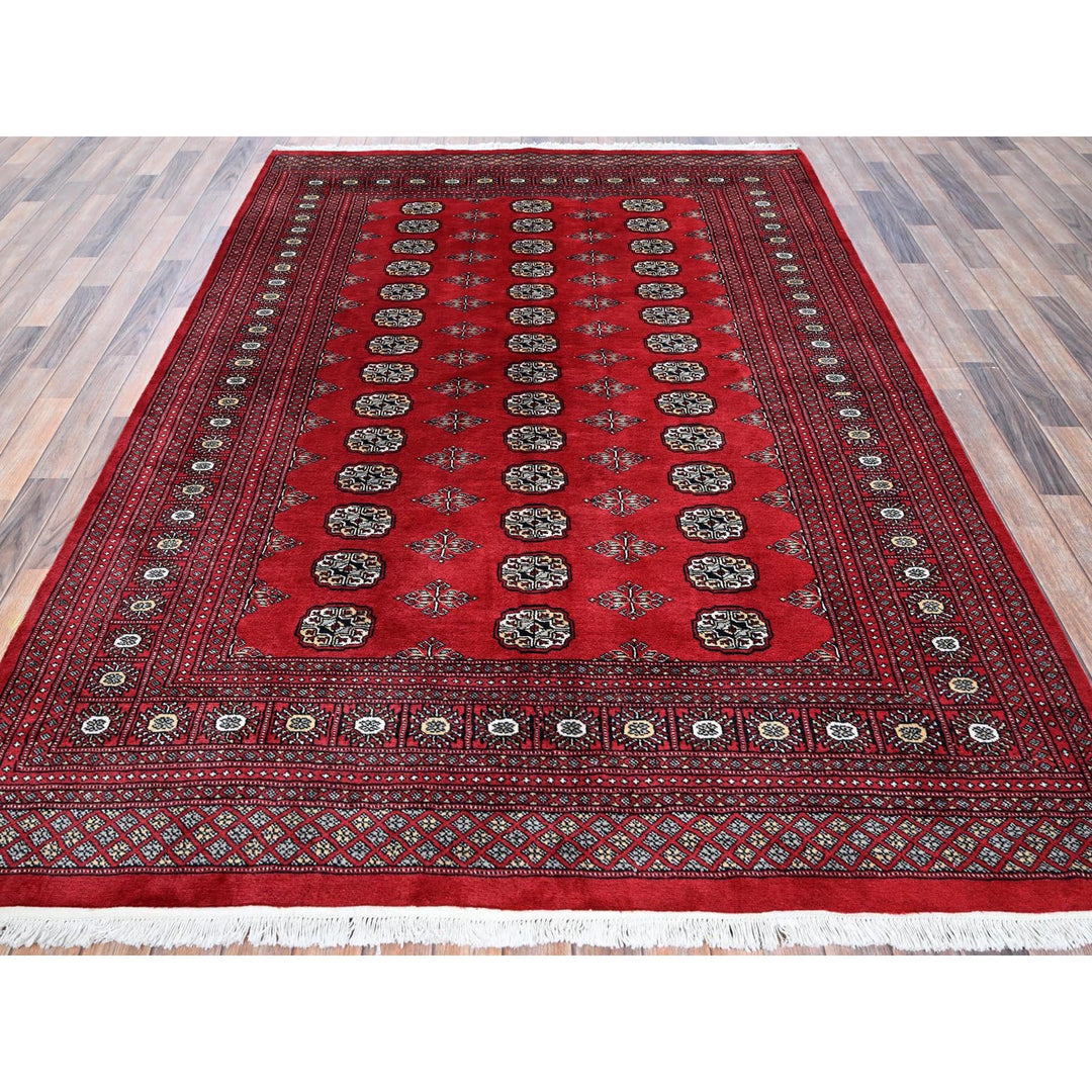 6'4" x 8'10" New Hand Knotted Red Wool Rectangle Oriental Rug - MOA1021323