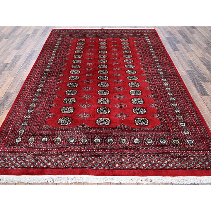 6'4" x 8'10" New Hand Knotted Red Wool Rectangle Oriental Rug - MOA1021323