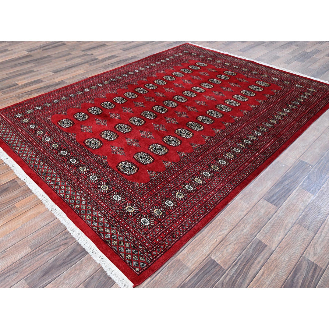 6'4" x 8'10" New Hand Knotted Red Wool Rectangle Oriental Rug - MOA1021323