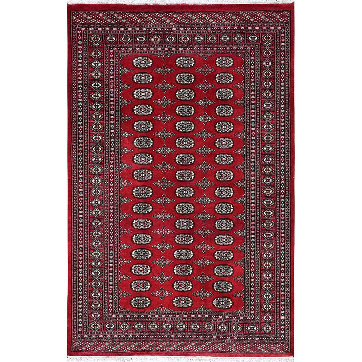 5'2" x 8'0" New Hand Knotted Red Wool Rectangle Oriental Rug - MOA1021324