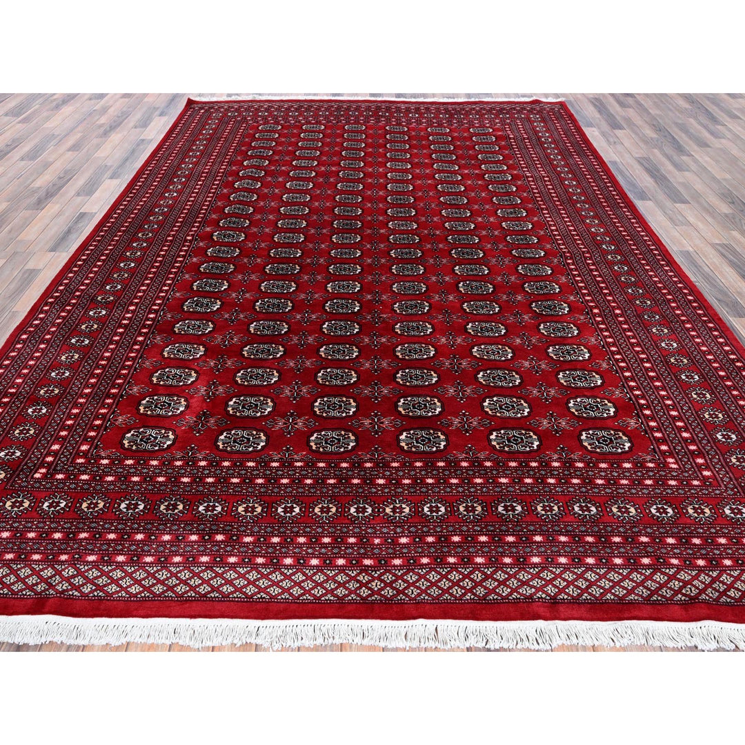 9'0" x 11'9" New Hand Knotted Red Wool Rectangle Oriental Rug - MOA1021325