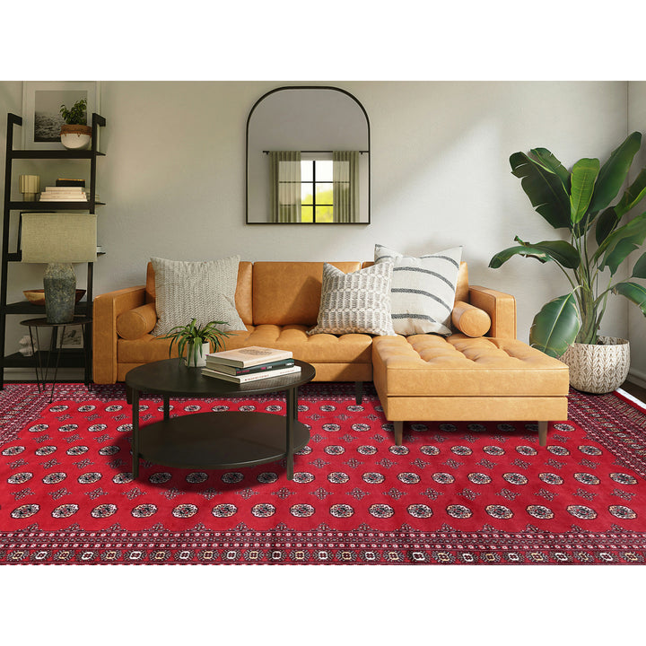 9'0" x 12'6" New Hand Knotted Red Wool Rectangle Oriental Rug - MOA1021328