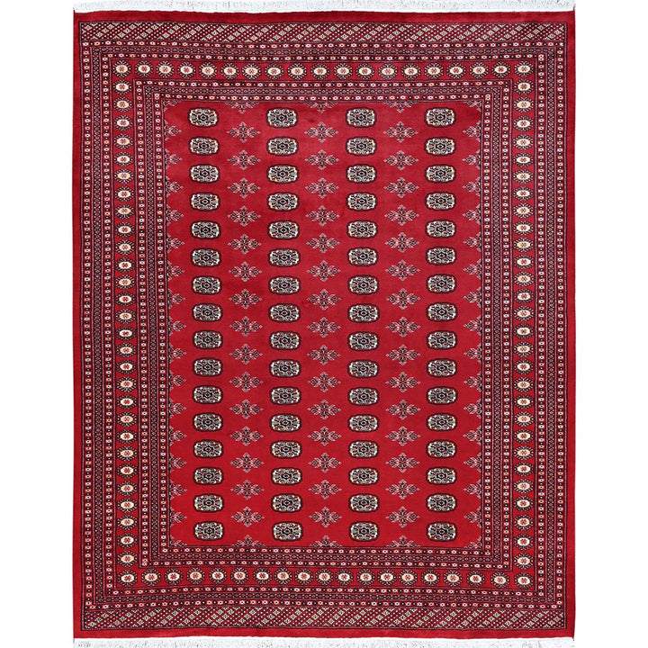 8'1" x 10'0" New Hand Knotted Red Wool Rectangle Oriental Rug - MOA1021329
