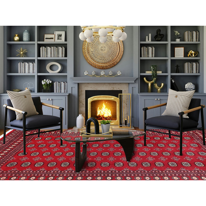 8'1" x 10'0" New Hand Knotted Red Wool Rectangle Oriental Rug - MOA1021329
