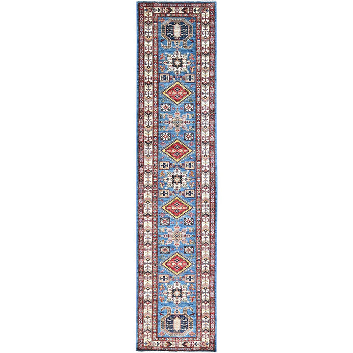 2'8" x 11'8" New Hand Knotted Blue Wool Runner Oriental Rug - MOA102132