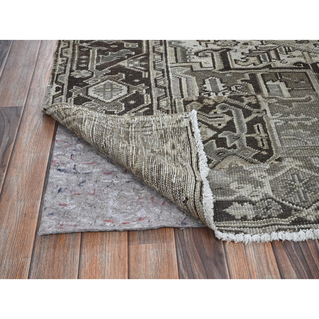 8'0" x 9'4" Vintage Hand Knotted Grey Wool Rectangle Oriental Rug - MOA1021336