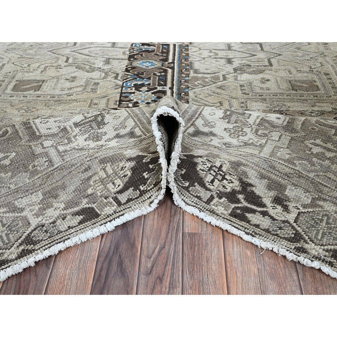 8'0" x 9'4" Vintage Hand Knotted Grey Wool Rectangle Oriental Rug - MOA1021336