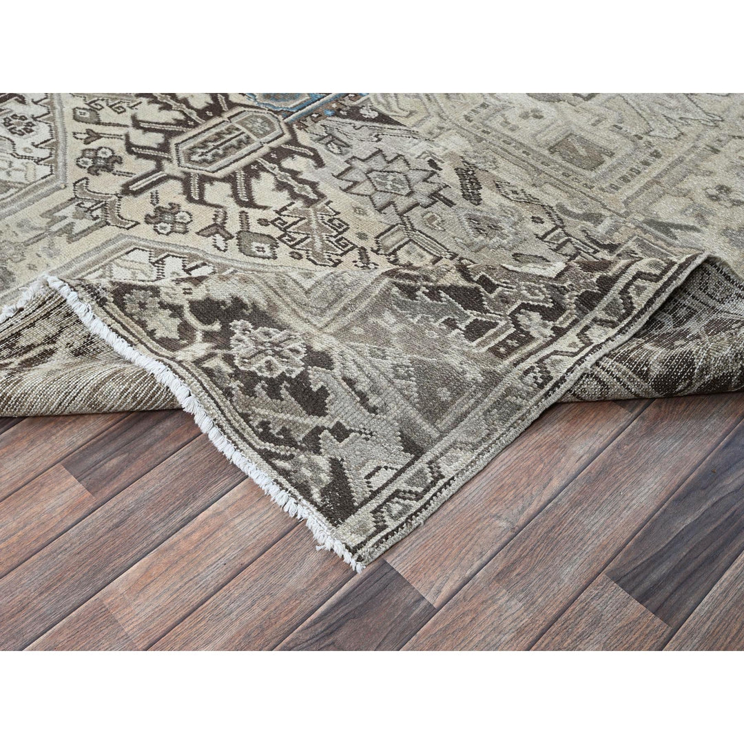 8'0" x 9'4" Vintage Hand Knotted Grey Wool Rectangle Oriental Rug - MOA1021336