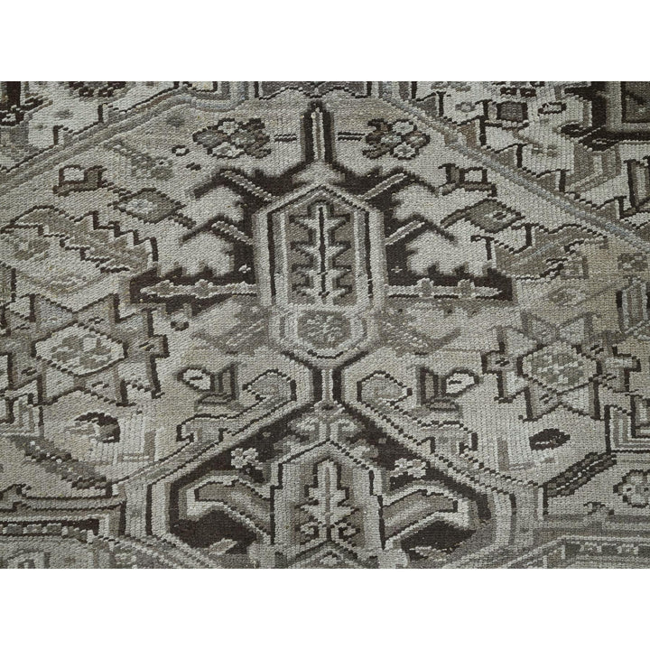 8'0" x 9'4" Vintage Hand Knotted Grey Wool Rectangle Oriental Rug - MOA1021336