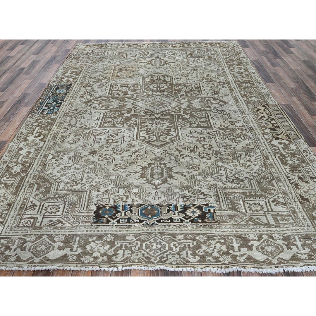7'6" x 10'4" Vintage Hand Knotted Grey Wool Rectangle Oriental Rug - MOA1021337