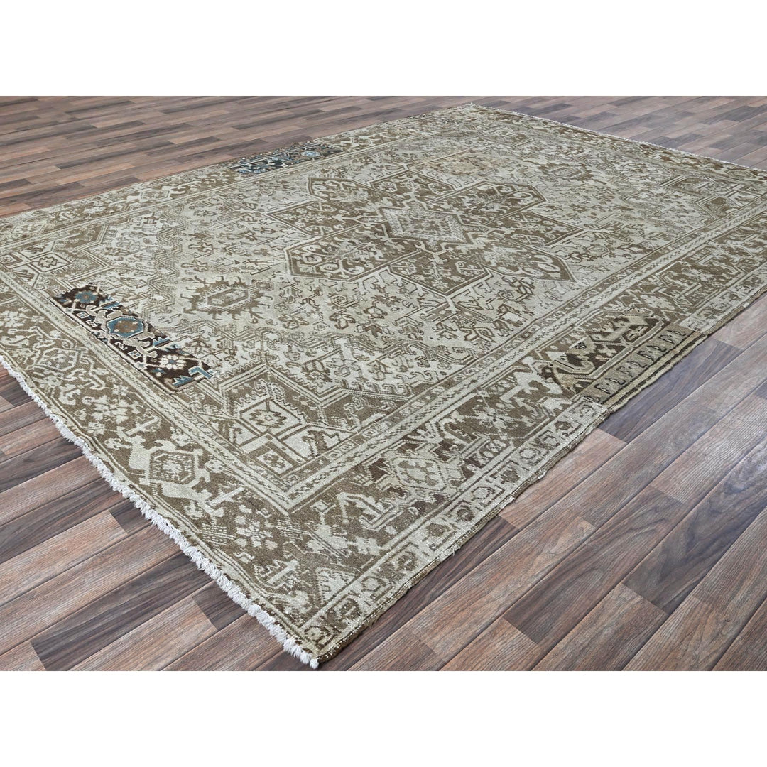 7'6" x 10'4" Vintage Hand Knotted Grey Wool Rectangle Oriental Rug - MOA1021337