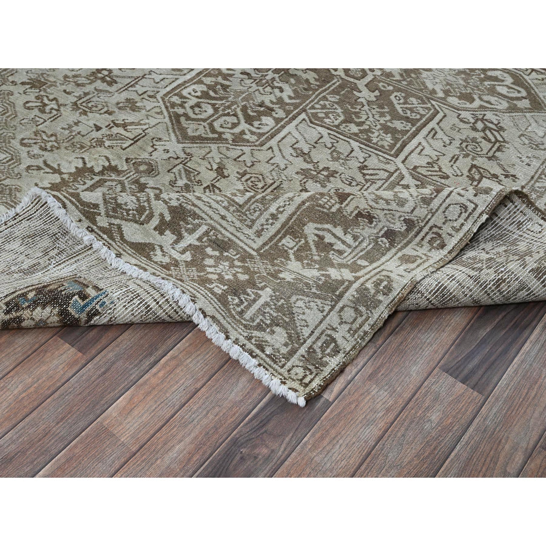 7'6" x 10'4" Vintage Hand Knotted Grey Wool Rectangle Oriental Rug - MOA1021337
