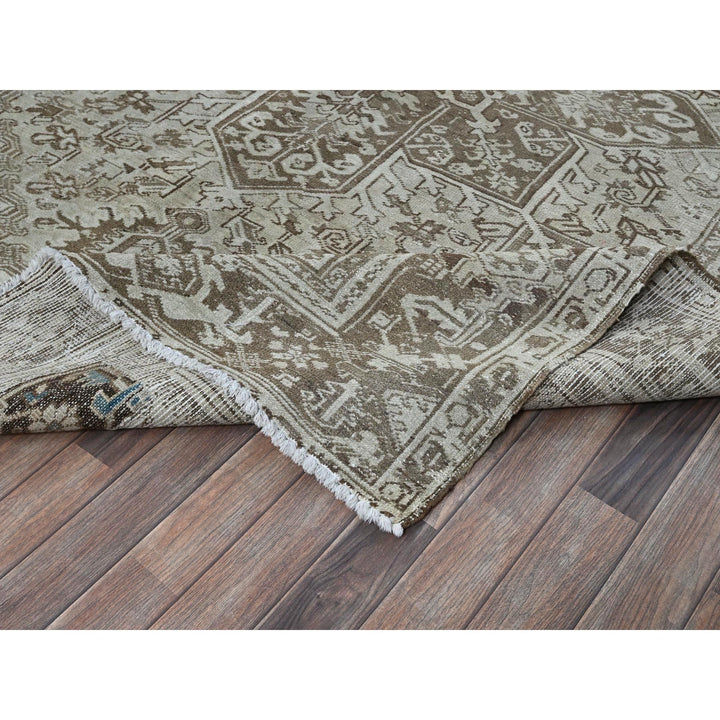 7'6" x 10'4" Vintage Hand Knotted Grey Wool Rectangle Oriental Rug - MOA1021337