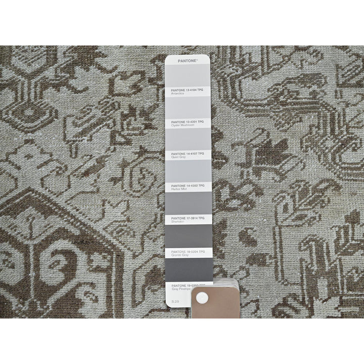 7'6" x 10'4" Vintage Hand Knotted Grey Wool Rectangle Oriental Rug - MOA1021337