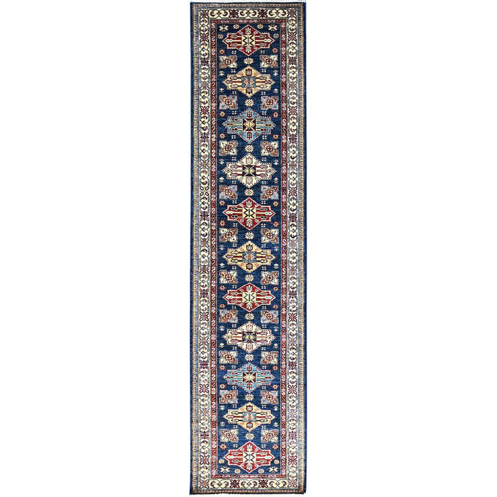 2'8" x 11'9" New Hand Knotted Blue Wool Runner Oriental Rug - MOA102133