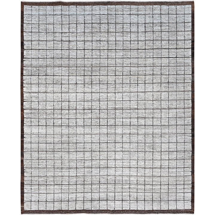 9'6" x 11'8" New Hand Knotted Ivory Wool Rectangle Oriental Rug - MOA1021340