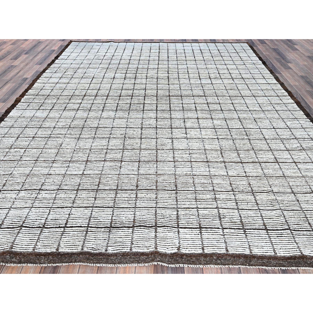 9'6" x 11'8" New Hand Knotted Ivory Wool Rectangle Oriental Rug - MOA1021340