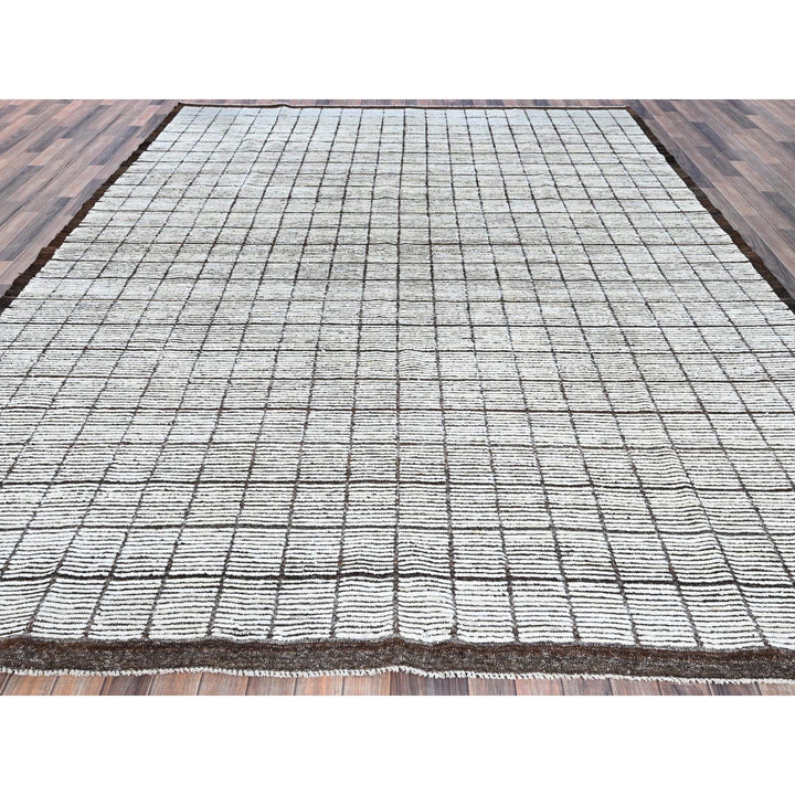 9'6" x 11'8" New Hand Knotted Ivory Wool Rectangle Oriental Rug - MOA1021340