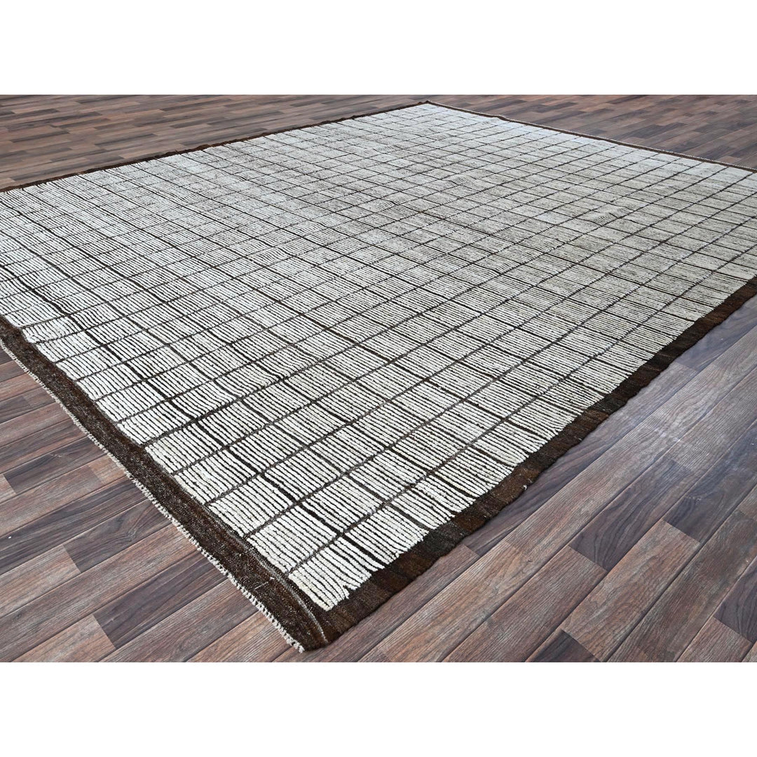 9'6" x 11'8" New Hand Knotted Ivory Wool Rectangle Oriental Rug - MOA1021340