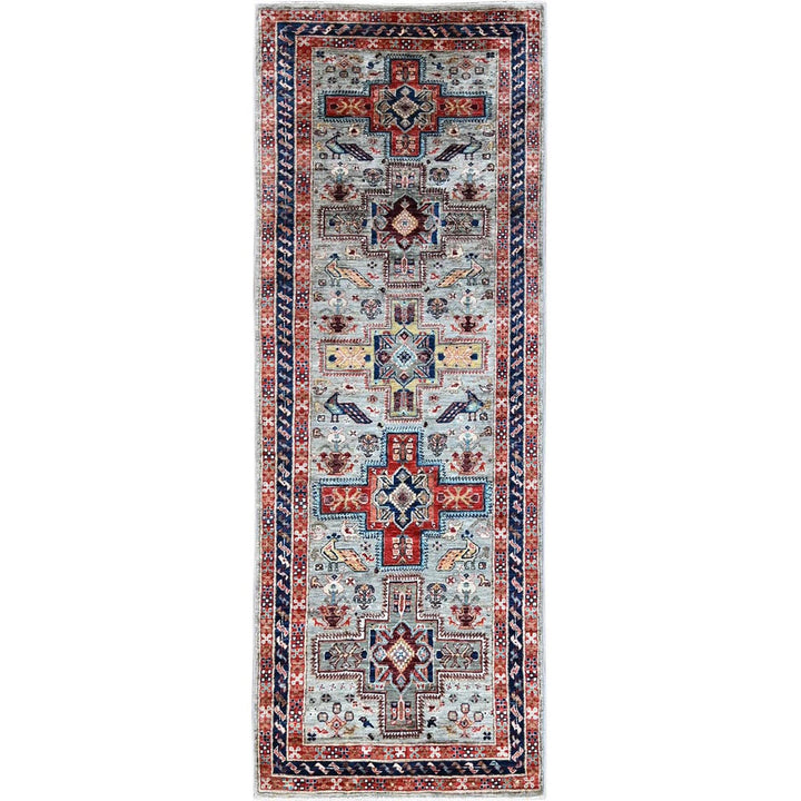 2'8" x 7'5" New Hand Knotted Grey Wool Runner Oriental Rug - MOA1021342