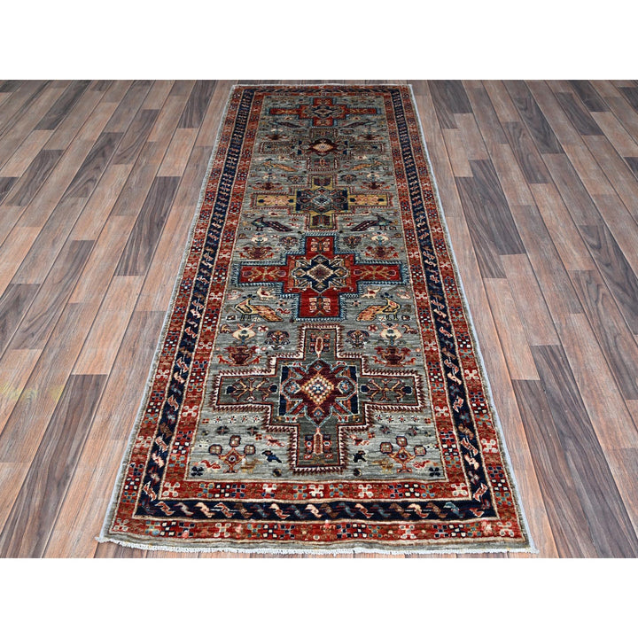 2'8" x 7'5" New Hand Knotted Grey Wool Runner Oriental Rug - MOA1021342