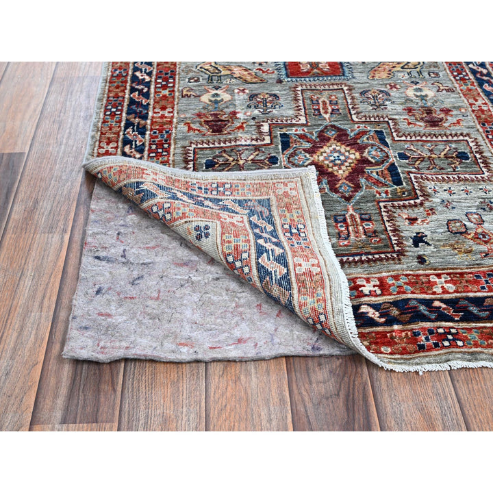 2'8" x 7'5" New Hand Knotted Grey Wool Runner Oriental Rug - MOA1021342