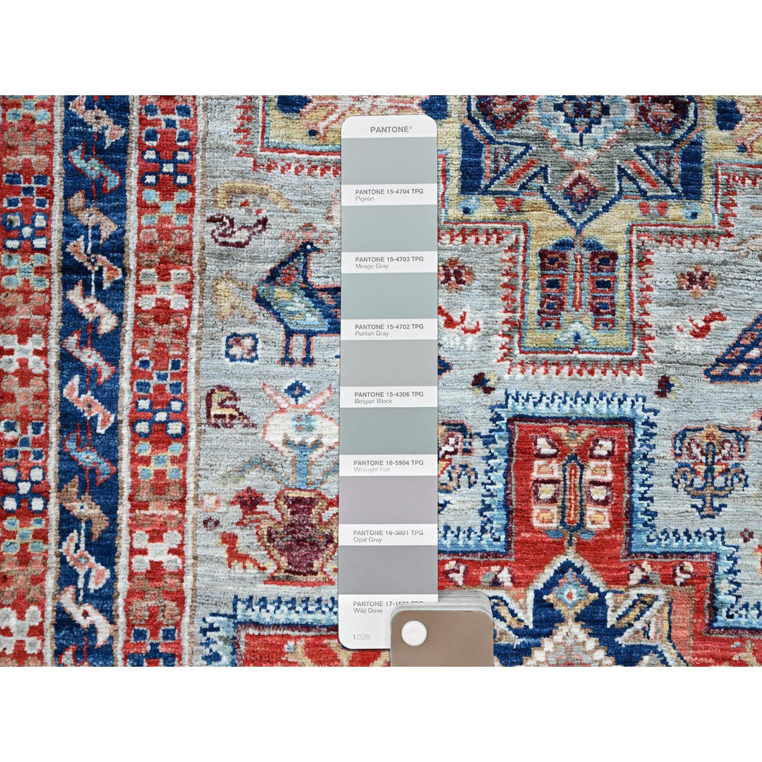2'8" x 7'5" New Hand Knotted Grey Wool Runner Oriental Rug - MOA1021342