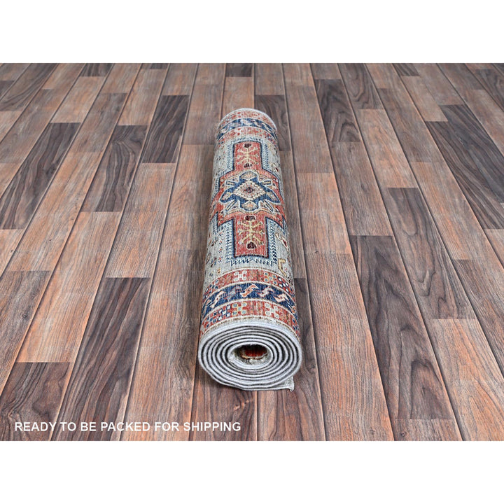 2'8" x 7'5" New Hand Knotted Grey Wool Runner Oriental Rug - MOA1021342