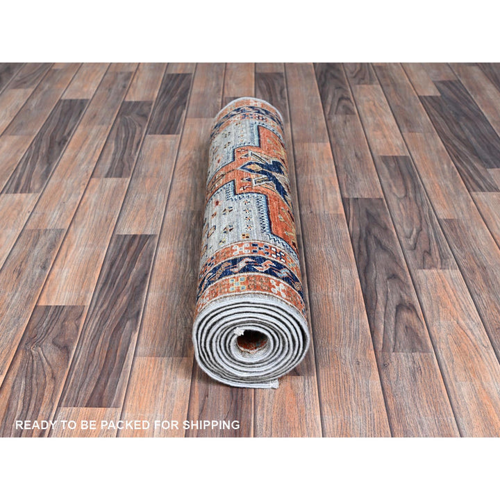 2'7" x 9'9" New Hand Knotted Grey Wool Runner Oriental Rug - MOA1021343