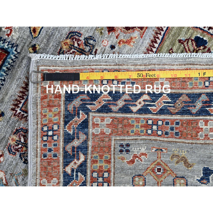 2'7" x 9'9" New Hand Knotted Grey Wool Runner Oriental Rug - MOA1021343