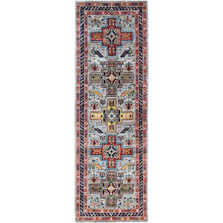 2'7" x 7'11" New Hand Knotted Grey Wool Runner Oriental Rug - MOA1021345