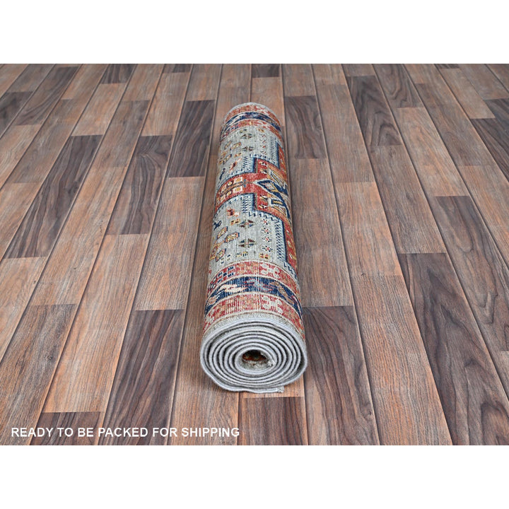 2'7" x 7'11" New Hand Knotted Grey Wool Runner Oriental Rug - MOA1021345
