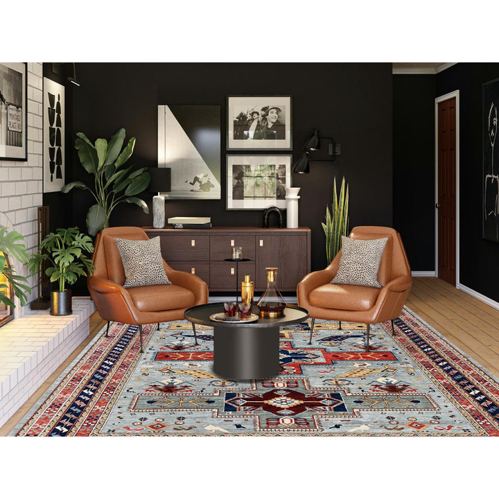 8'0" x 9'9" New Hand Knotted Grey Wool Rectangle Oriental Rug - MOA1021347