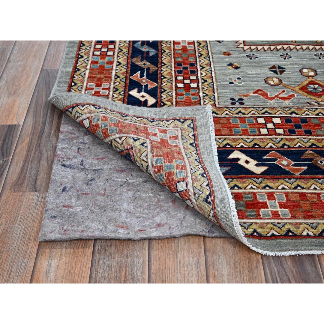 8'0" x 9'9" New Hand Knotted Grey Wool Rectangle Oriental Rug - MOA1021347