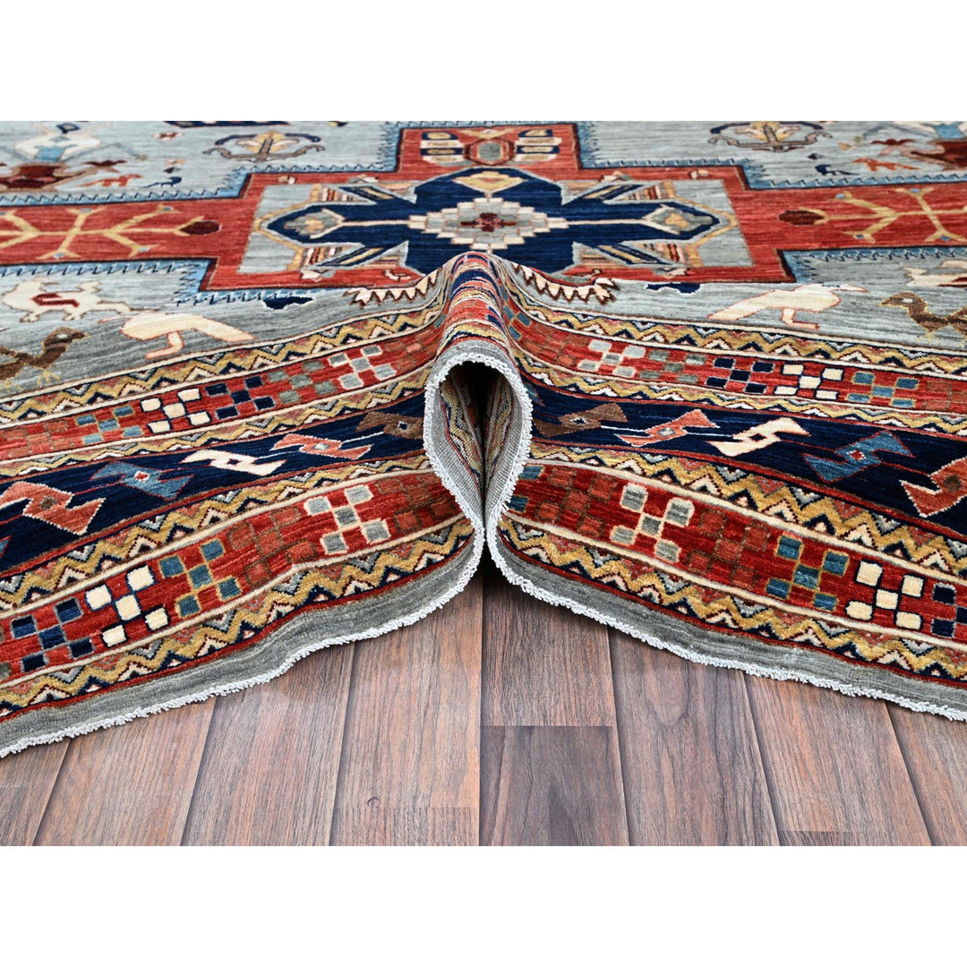 8'0" x 9'9" New Hand Knotted Grey Wool Rectangle Oriental Rug - MOA1021347