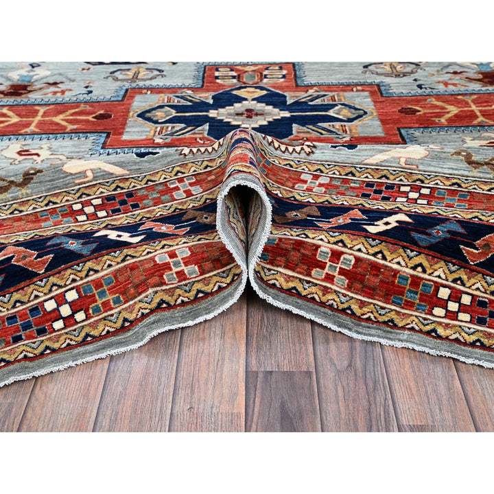 8'0" x 9'9" New Hand Knotted Grey Wool Rectangle Oriental Rug - MOA1021347