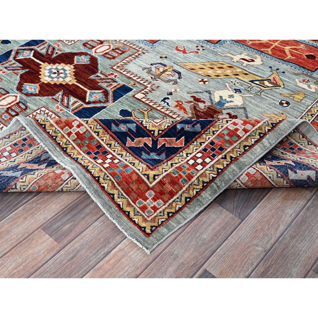 8'0" x 9'9" New Hand Knotted Grey Wool Rectangle Oriental Rug - MOA1021347