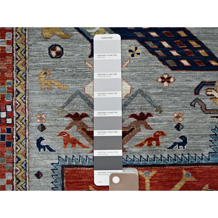 8'0" x 9'9" New Hand Knotted Grey Wool Rectangle Oriental Rug - MOA1021347